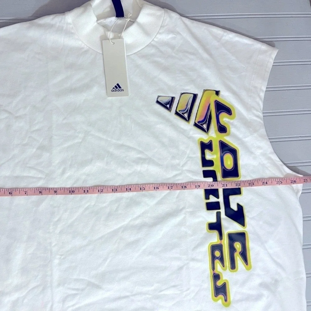 Adidas Pride Graphic Muscle Tank Top Unisex Small White Heavy Cotton Tee NWT